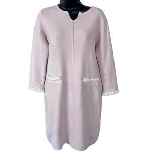 Bognar Blu Made in Italy legally blonde pink knit dress with pearl embroidery